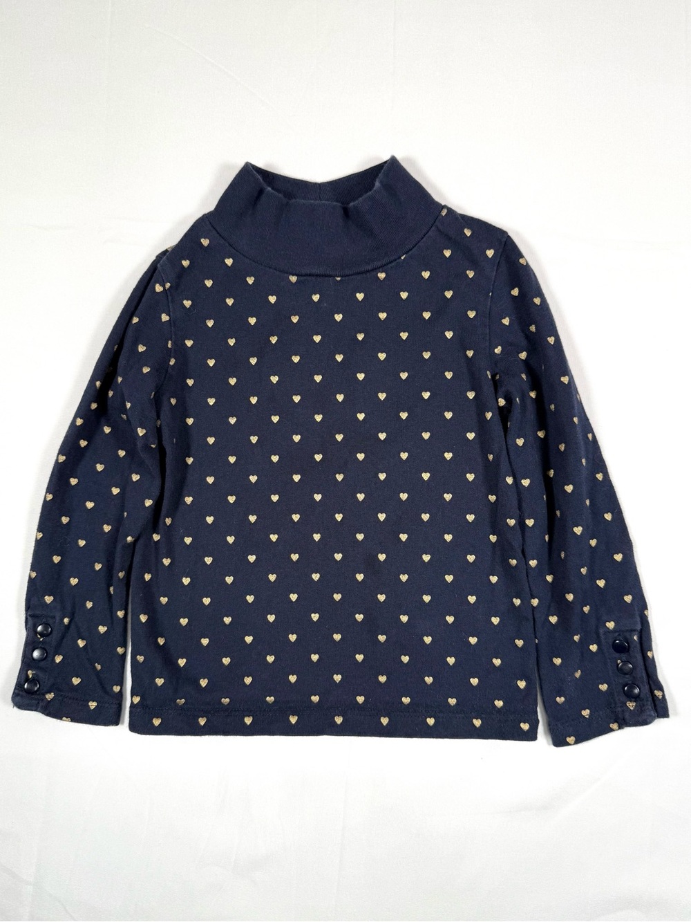 PETIT SÉZANE Girls Gold Heart Print‎ Mock Neck Top 3 Turtleneck Luxury Preppy